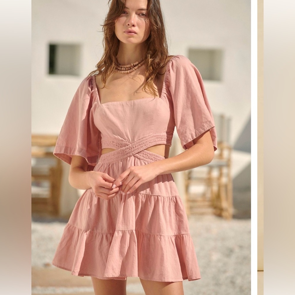 Free People Pink Cross of Sunlight Mini Dress